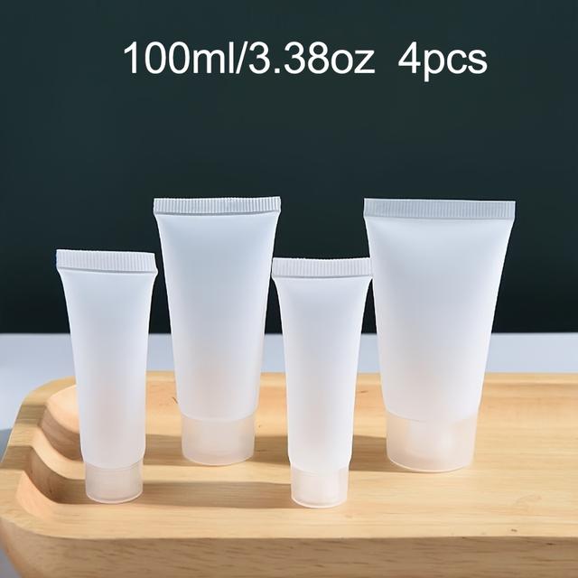 TEMU 4pcs Plastic Squeeze Bottles, Pe Material Refillable Travel Squeeze Bottles, Ideal For Shampoo, Shower Gel, And Cosmetic Sample Containers. In 4 Sizes: 0.68oz, 1.01oz, 1.69oz, And 3.38oz