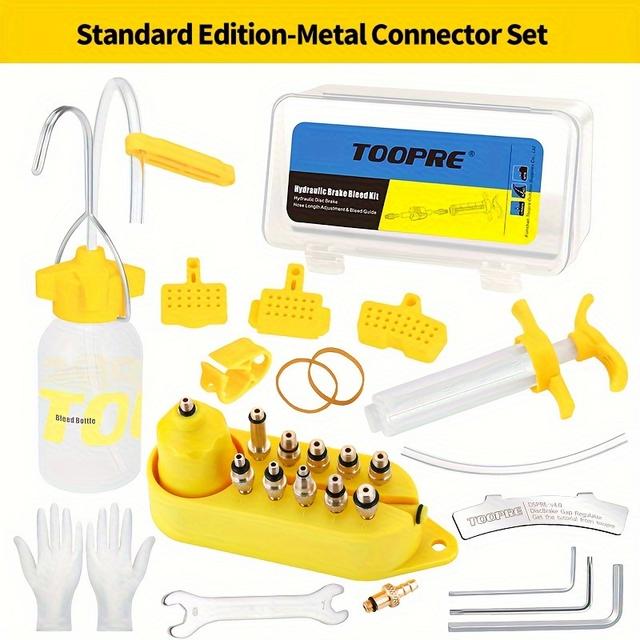 TEMU Herramienta de Cambio de Líquido de Freno de Disco TOOPRE - para Bicicletas de Montaña, Conectores Duraderos de Nylon y Metal, Amarillo