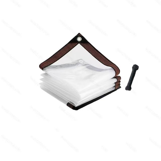 TEMU 1 Transparent plastfilm med dragsko och hål | Lämplig för trädgårdsbalkonger, terrasser, vinterbevattning av växter, växthusfilmer, utomhus regntät och vattentät - PVC-material, 6.78 Mils tjock