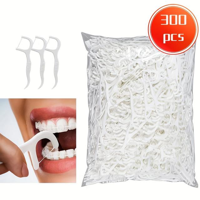 TEMU 300/500pcs Dental Flosser, Deep Cleaning Dental Floss For Oral Care, Portable Disposable Hygienic Flosser For Travel