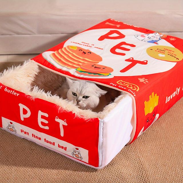 TEMU de Snacks, Cama para Gatos, Contenedor Rectangular Completo y Seguro para Galletas, Adecuado para Mascotas Todo el Año
