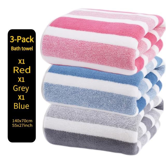 TEMU Un ensemble de grandes serviettes de bain à rayures élégantes, disponibles en , parfait cadeau pour la Saint-Valentin ou Pâques