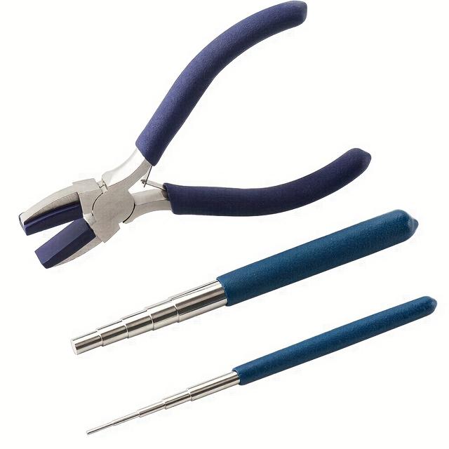 TEMU Hobbyworker 3pcs Wire Twisting Tool Set, Flat Nose Nylon Plier And 2 Iron Winding Tools, 5 Section Winding Rod, Manual Rope Weaving Auxiliary Tool, Pull Ring Artifact, Making Tool
