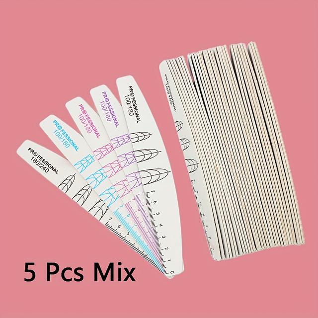 TEMU 5 db 100/180/240-as szemcséjű körömreszelő, professzionális kétoldalas körömreszelők hosszabbító körömmérő skálákkal