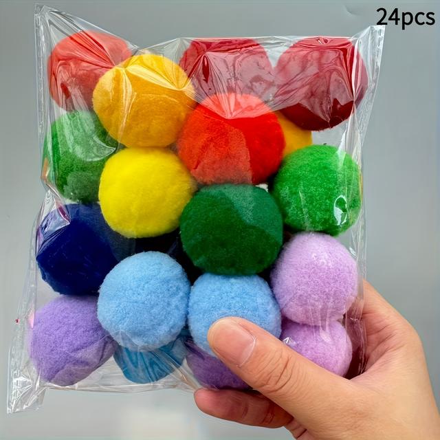 TEMU 24 szt. Duże pluszowe pompony, 5,08 cm w mieszanych kolorach, idealne do kreatywnych dekoracji, wieńców, dekoracji świątecznych i halloweenowych