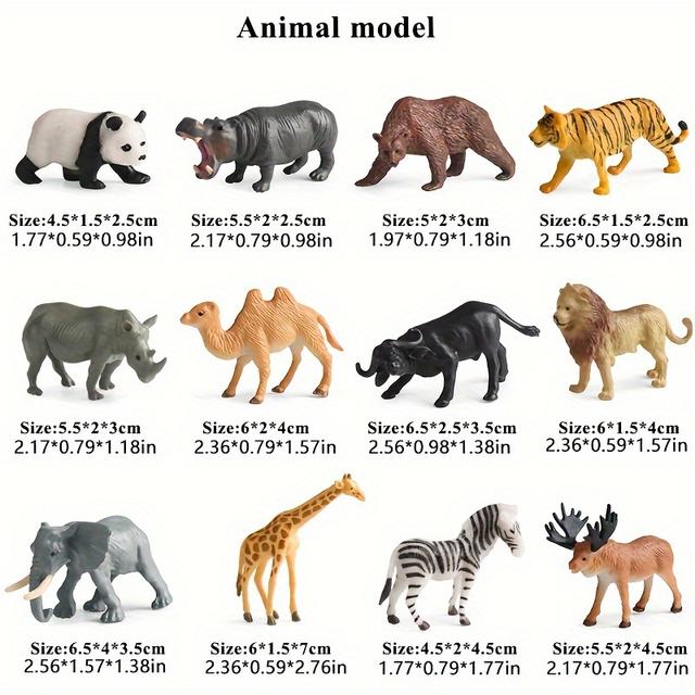 TEMU A Set Of 12 Wildlife Simulation Figures Featuring A Mini Tiger, Lion, Brown Bear, Elephant, And Buffalo, Ideal As Holiday Gifts For Kids To Enhance Their Science Learning And Cognitive Skills