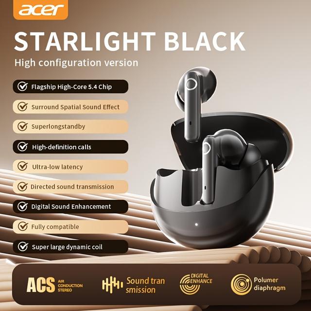 TEMU Acer Ohr546 Wireless Earbuds - Wireless Stereo, In-ear Noise-canceling Headset, Extra Long , Universal Fit For Men And Women, Latest Model