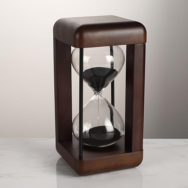 TEMU ساعة رملية زخرفية بإطار خشبي صلب، مؤقت 30 دقيقة - رمادي أو أبيض، للاستخدام في المكتب أو المنزل، هدية لإدارة الوقت