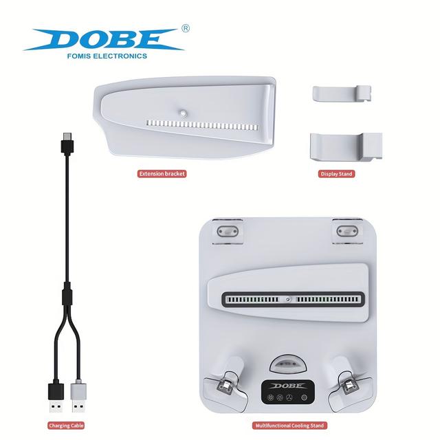 TEMU Cooling And Charging Station For Ps5/ps5 Slim Console/dual Controllers & Vr2/organization Headset Accessories, With 3-speed , Type C Port, Magnetic Terminal, Led Indicator