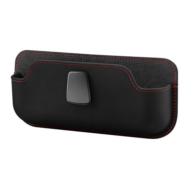 TEMU A Multifunctional Glasses Storage Box For Vehicles, Made Of Leather, Designed To Hold Glasses, With A Storage Pouch For The Front Seats, Suitable For Items Like Phones, Keys, And Cards