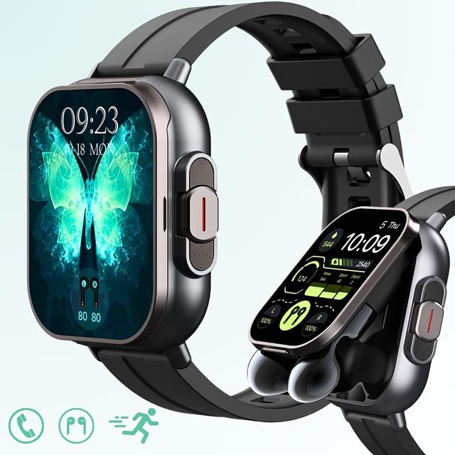 TEMU Effeokki 2in 1 Smart Watch With Earbuds Wireless 2.01 Inch Display Tws Earphones Headset Make Answer Call Sport Smartwatch For Iphone Android Smartphone