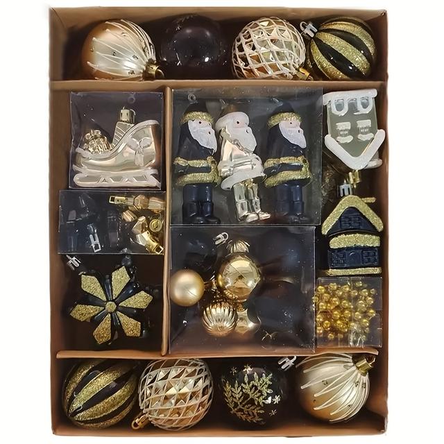 TEMU 50er-Set Handbemalte Weihnachtsschmuck - Festliche Baumdekorationen mit Santa, Zuckerstangen, Schneeflocken & Mehr - Buntes Hängeschmuck-Set für die Feiertage, Weihnachtsdekorationen