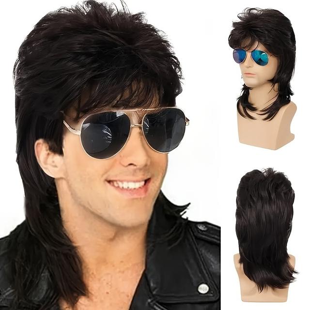 TEMU Mullet Wigs For Men 80s Costumes Fancy Party Accessory Cosplay Wig