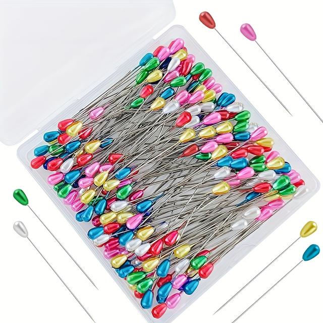 TEMU 200pcs Needles, 2.1in - Assorted Colored Heads For Diy Crafts, Jewelry Making, Flower Decorations & Handmade Sewing Supplies, Crafting Accessories, Vibrant Crafting Tools