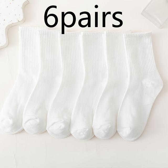 TEMU 無地のハソックス6足セット、通気性と吸汗性に優れ、日常使いに最適