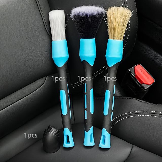 TEMU 4ks Měkký Čisticí Kartáč s Ohýbatelnou a Odolnou Rukojetí - Plastové Štětiny Vhodné pro Detaily Aut, Ráfky Kol, Motor, Domácí Použití - Univerzální, Kov, Podlahy, Nábytek