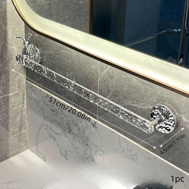 TEMU 1 قطعة رف شباشب مثبت على الحائط سهل التركيب - بدون حفر، منظم الحمام والدش للمساحة للمناشف والشباشب، بلاستيك متين مع لمسات زخرفية، يناسب أنواع الغرف المختلفة، منظمات وتخزين الحمام