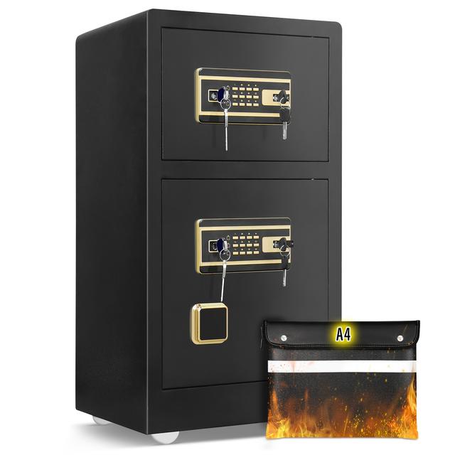 TEMU 5.1 Cu.ft Fireproof & Anti-theft Safe With Key & Password Lock, Layered Storage Box With Sensor Light, Free Fireproof Document Bag For /office - Cash & Document Vault ( System) 5.1 Cubic Feet)