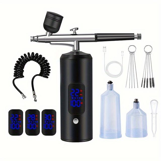 TEMU Portable Handheld Airbrush Kit With Compressor, 0.3mm Tip - Rechargeable Usb Air Brush Gun For Painting, Tattooing, Nail Art, Model Coloring