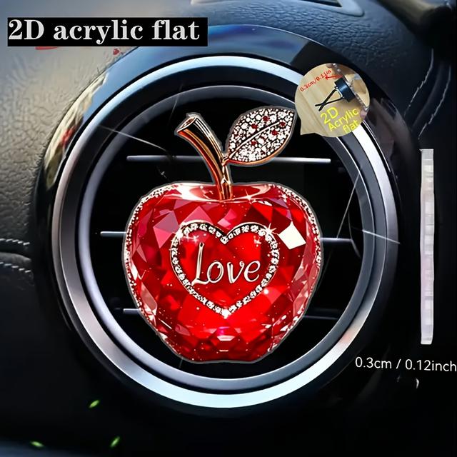 TEMU A Single-piece, Red, 2d Flat -shaped Diffuser Designed For Car Air Vents, Made Of Acrylic, Offering Scent And Serving As A Stylish Accessory For Your Interior