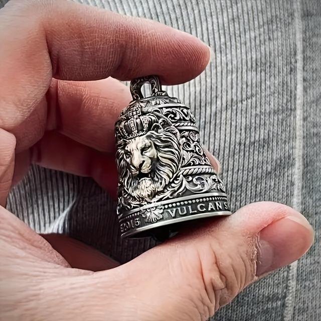 TEMU 1 Vintage Lion Evil Repellent Bell Keychain, Metal Engraved Motorcycle, Car, Bicycle Key Ring, Pet Anti-lost Bell, Unique Gift For Valentine's Day, Easter, Christmas, Labor Day, Teacher's Day