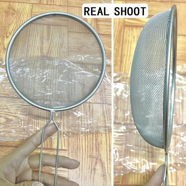 TEMU 15cm Stainless Steel Sieve - Heavy-duty Fine Mesh Strainer With Ergonomic Handle For Kitchen, Soy Milk Filtration, Soup & Flour - Rust-resistant Easy-