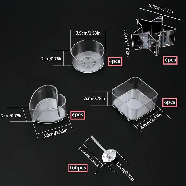 TEMU New 124 Candle Holders And Candle Wicks Set, Pack Of 24 Tea Light Candle Holders, 100 Candle Wicks, Plastic Tea Light Cups, Candle Holders, Wax Mold Holder, Diy Candle Making Kit, Candle Making