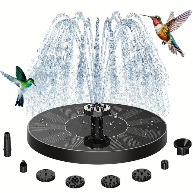 TEMU High- Fountain Pump With 6 Replaceable Nozzles - Suitable For Bird Baths, Gardens, , Fish Tanks, Aquariums, And Outdoor Landscape Decoration, Floating Design For , Garden Gift!