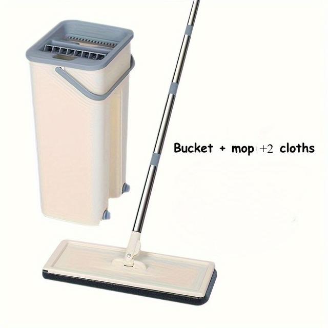 TEMU Hands- Mop And Bucket Kit! This Wet And Dry Cleaning System With 2 Washable Microfiber Pads, Perfect For Floor Types And Windows