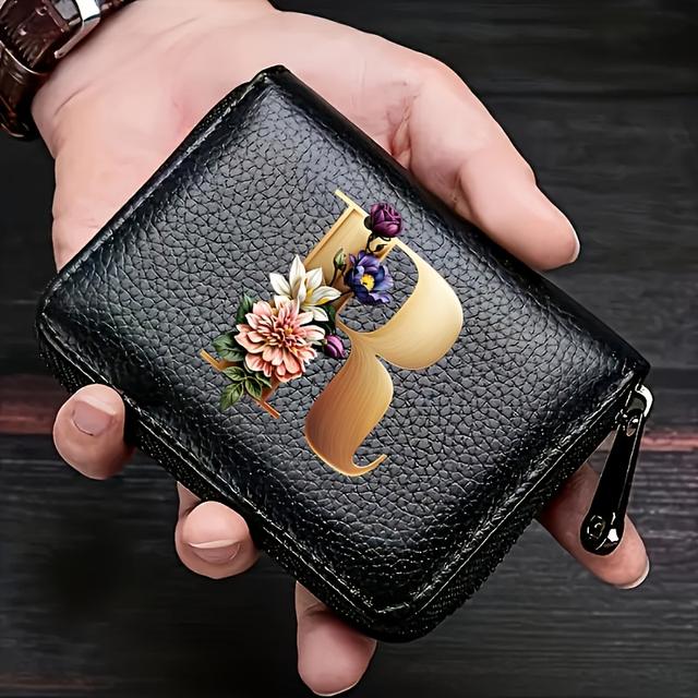 TEMU New 9+2 Slot Colorful Printed Letter Lychee Texture Men's Card Holder