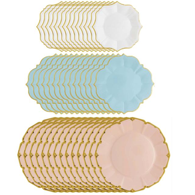 TEMU 30pcs Scalloped Paper Plates, 7" 10pcs Dessert Plates+ 9" 10pcs Lunch Plates +10" 10pcs Dinner Plates With For Easter, Wedding And Gender Reveal Party Supplies ( Serve 10)