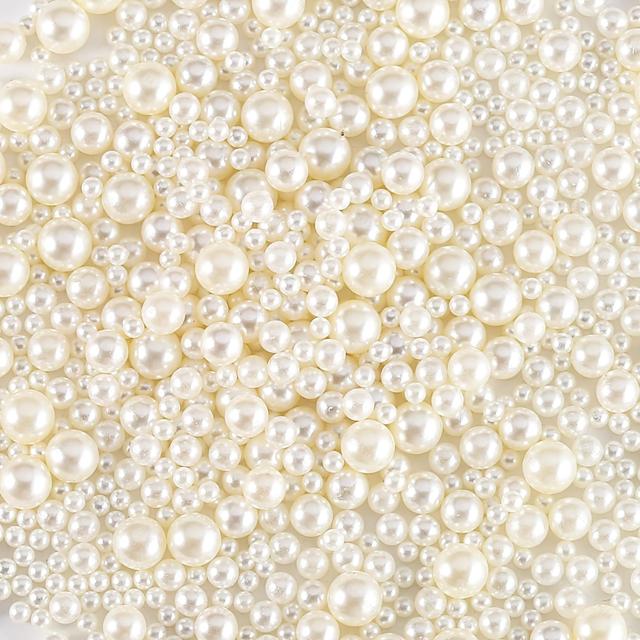TEMU 3100pcs Of Ivory No-hole Pearl Beads In Sizes For Crafting, Ideal For Decoration, Vase Filling, And Centerpieces, Ranging From 3mm To 10mm