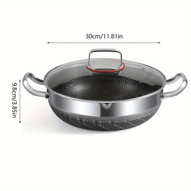 TEMU Double-sided Honeycomb Frying Pan Silvery