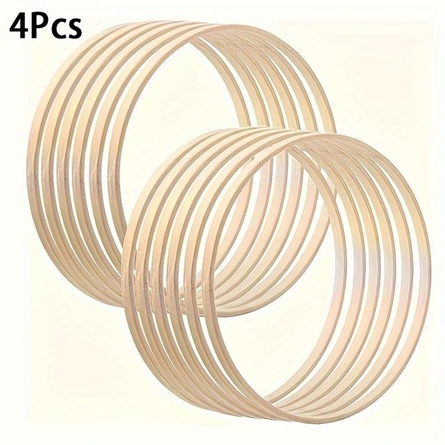 TEMU This Set Of 4 Wooden Bamboo Craft Hoops, Measuring 13-26cm, Is Perfect For Wedding Decorations, Dream Catchers, Garlands, And Wall Hangings