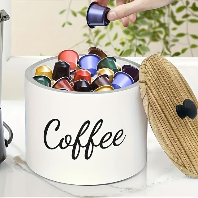 TEMU 1pc Reusable Wooden Coffee Filter Storage Container With Lid – Round, Flip- For Kitchen Or Coffee Station Organization, Home Decor, Christmas & New Year Gifts, Coffee Station Accessories