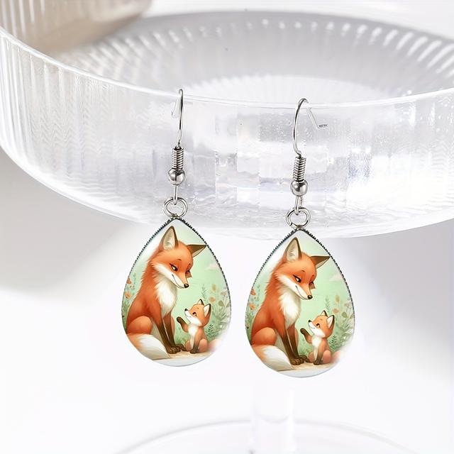 TEMU A Pair Of Cute Fox Cub Earrings, Handmade Glass Ear Pendants, Adorable Additions
