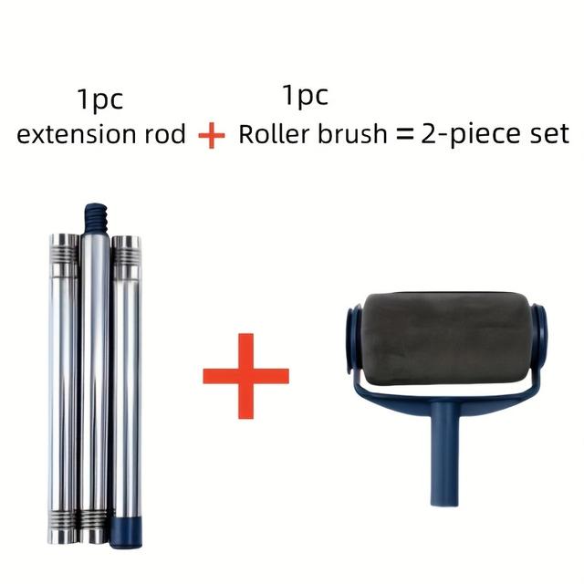 TEMU 2pcs Large Self-priming Paint Roller Set With Extension Pole - Ideal For Latex And Wall Paint, Smooth And Coating, , 7-inch Roller Length, Metal And Plastic Materials