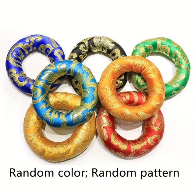 TEMU Ring Cushion Pillow For Tibetan Singing Bow, Cushion Pillow For Singing Bowl, Ring Cushions Handmade In Nepal Round Cushion For Sound Bowls Meditation Accessories(random Color; Random Pattern)