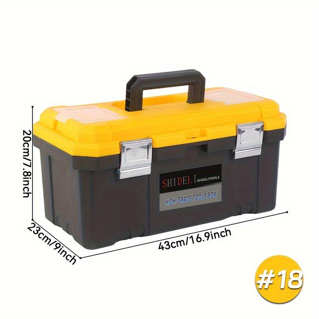 TEMU Żółta Przenośna Skrzynka Narzędziowa na Narzędzia Elektryczne i Wielofunkcyjne, o Wymiarach 15 na 18 Cali