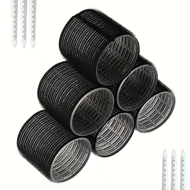 TEMU 12pcs Set/24pcs Set, 6 Hair Rollers Plus 6 Clips, Plastic Large Curlers For Curly Hairstyles And Bangs