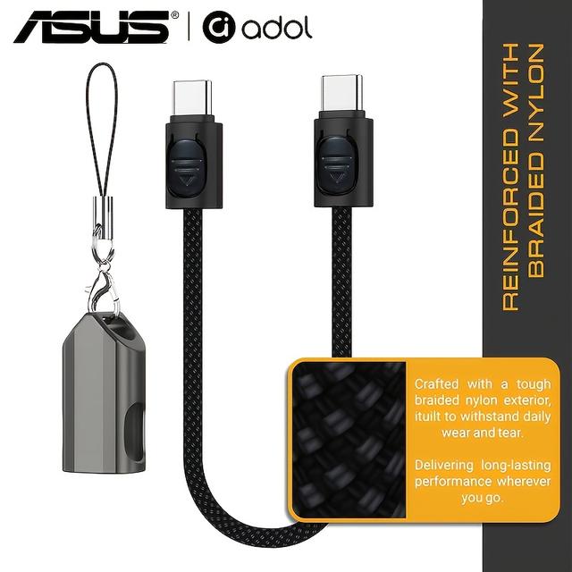 TEMU ASUS USB-C till USB-C Nyckelring Kort Kabel – 8- Flätad Nödladdare med Zinklegering Metallhölje – Kompakt USB-C Kabel för MacBook, iPhone 17 Pro Max, – Snygg Presentklar Design