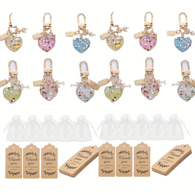 TEMU 36pcs Key Ring Set Acrylic Keychain Pendant Cute Small Fresh Broken Color Earphone Cover Bag Pendant Decoration Party Gift (12 Keychains + 12 Cards + 12 Sandbags)christmas