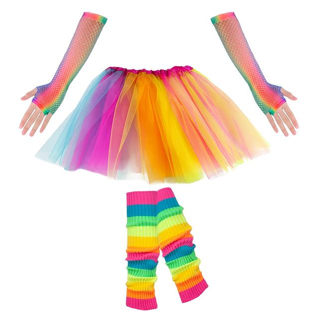 TEMU 3-pak Kolorowych Warstwowych Tutu na Krótkie Spódnice, Idealne do Biegania, Strój Rave, Tańca, Halloweenu i Kostiumów Świątecznych