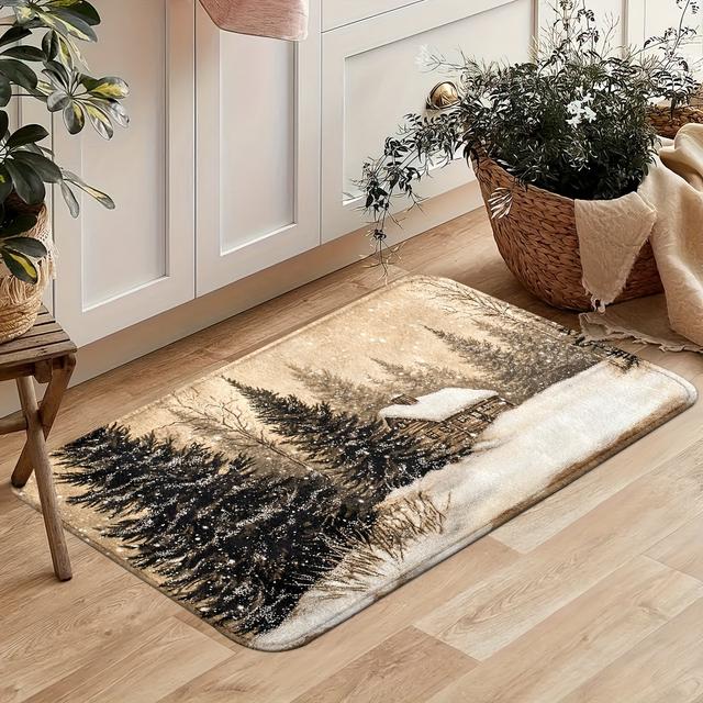 TEMU Christmas Forest Decorations, Indoor Welcome Mats For The Entryway, Front Door Rugs, And Indoor Mats