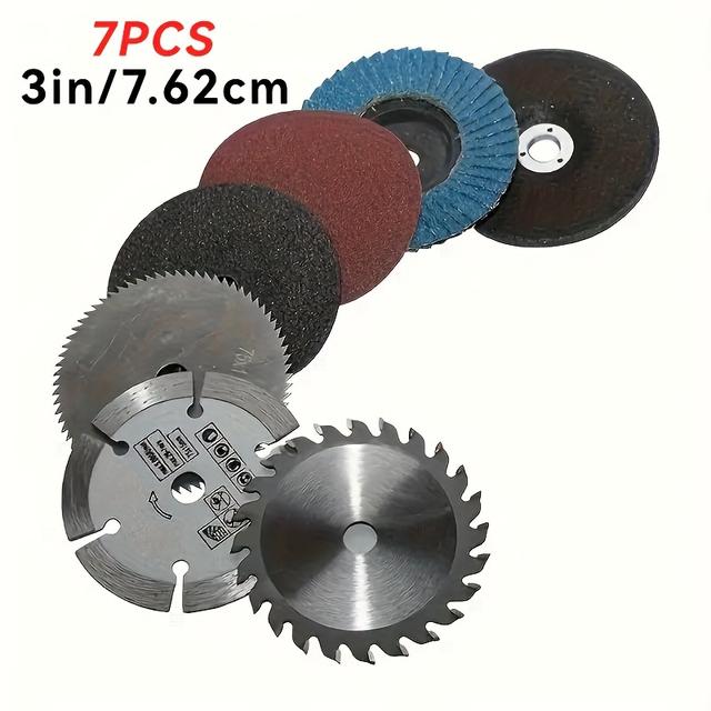 TEMU 7pcs Procut 3-inch Circular Saw Blade Set With 75mm Disc - Durable Steel Structure, Including Chain Saw Disc Blades, Me, Circular Saw Blade Set, Circular Saw Blade