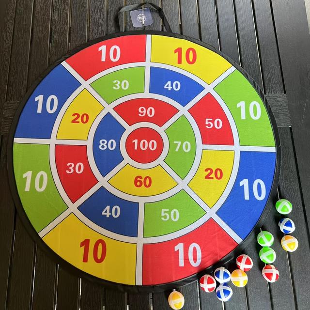 TEMU 66cm/73cm Children's Large Dart Board Game Set, Foldable Dart Board, Storage Space, And Is For Indoor And Outdoor Carrying And Playing. A Good New Year's Gift