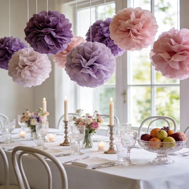 TEMU 20 boules décoratives en papier de 8" et 10", fleurs en papier rose, et , parfaites pour les décorations de fêtes d'anniversaire, enterrements de vie de fille, , baby showers et fêtes nuptiales