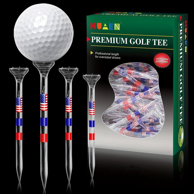 TEMU Huaen 100pcs Step- Golf Tees - 3 1/4 Inches With 6 Prongs, Usa | Minimizes Friction & | Durable Crystal Long Golf Tees In Bulk