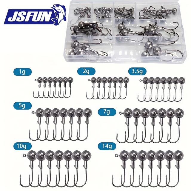 TEMU JSFUN 49 ks Vysoce kvalitní olověné háčky z uhlíkové oceli s měkkými nástrahami a krabičkou, ideální dárek pro nadšence rybaření