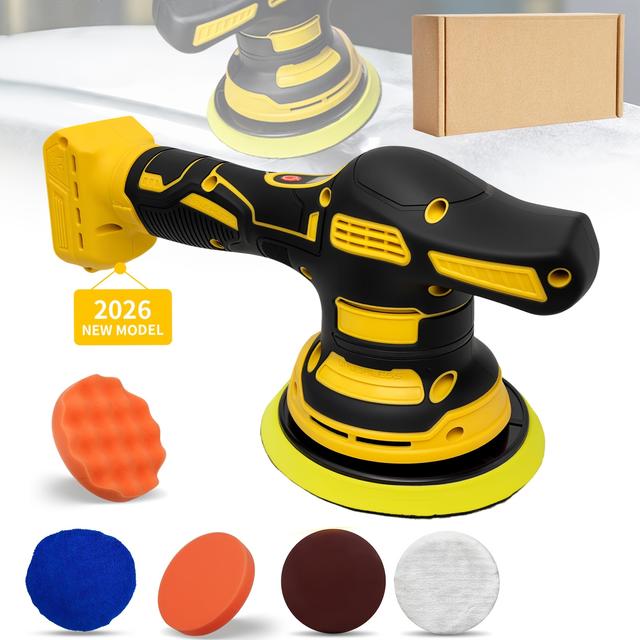 TEMU For 20v Battery| High-end Cordless Car Polisher(tool Only), 6-speed Adjustable, Up To 6800rpm, Powerful Orbital Buffer For Detailing, Polishing& Waxing - Ideal For Car Owners& Diy Enthusiasts